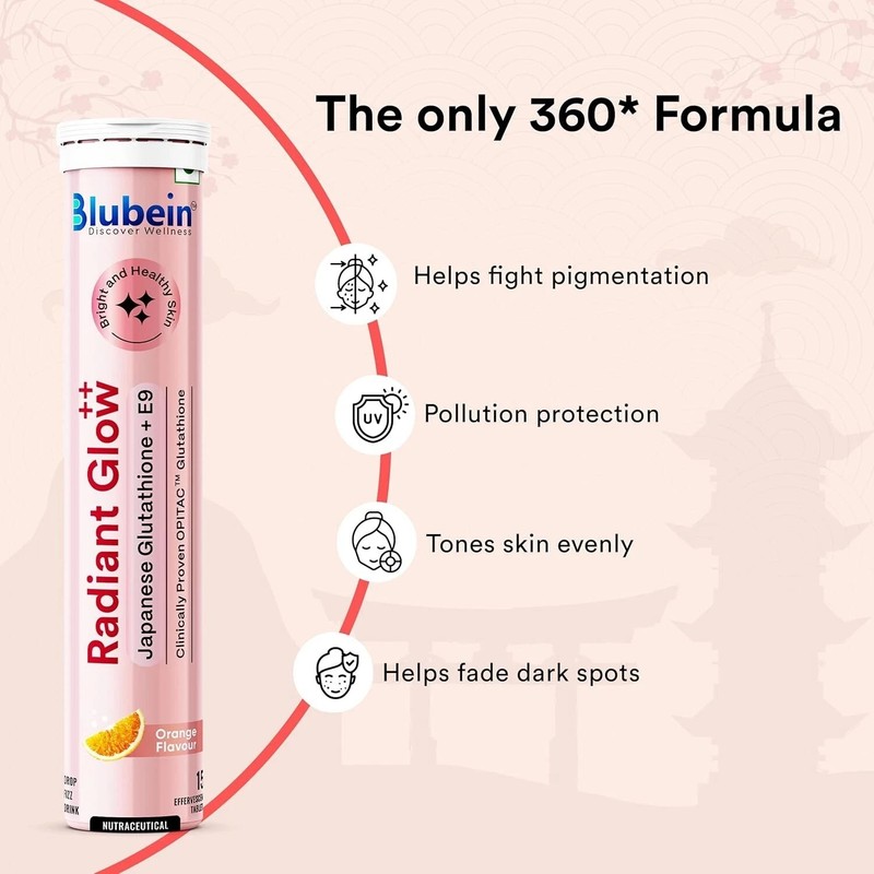 Blubein Skin Radiant Glow Drink for Healthy & Glowing Skin 30 Tabs Orange Flavor gallery