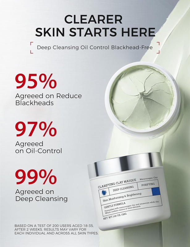 DERMOLOGIE Clay Mask for Face Sensitive Skin: Triple Mud Formula, Deep Pore Clea gallery