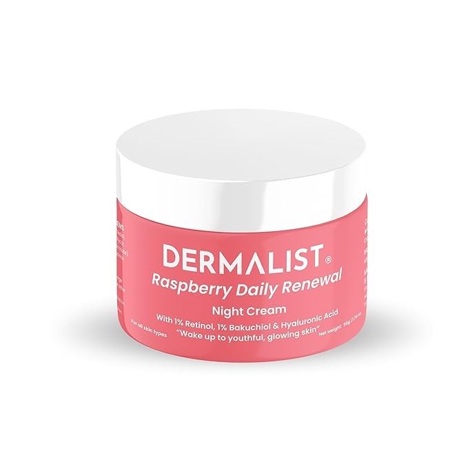 Dermalist Raspberry Daily Renewal Night Cream – 1% Retinol + 1% Bakuchi Oil (50g