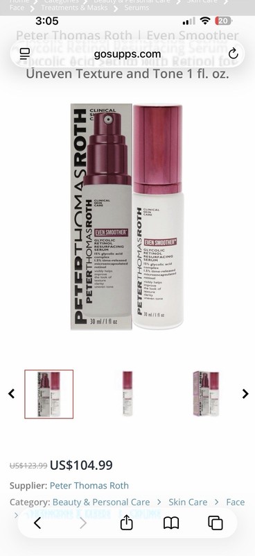 Peter Thomas Roth Even Smoother Glycolic Retinol Resurfacing Serum 1oz