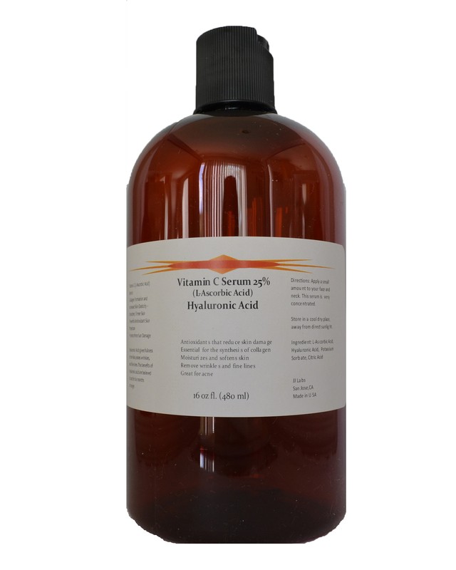 16 oz Vitamin C (L-Ascorbic Acid) 25% with Pure Hyaluronic Acid Anti Aging Serum