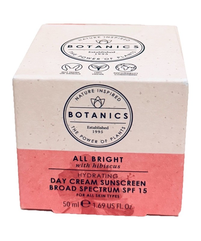 Botanics Organic, Day Cream Sunscreen SPF 15 All Skin Types, 1.69 Oz New..