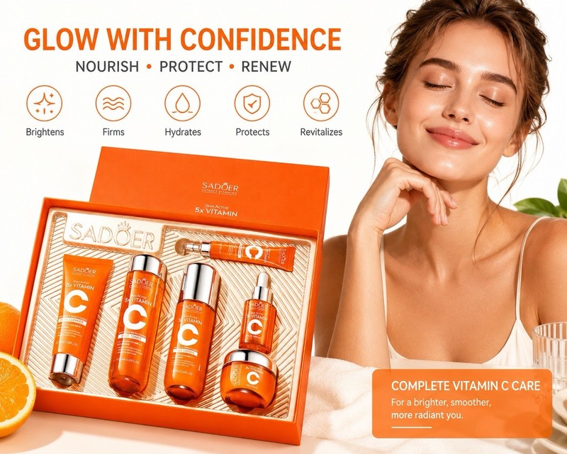 Vitamin C Facial Skin Care Set Anti Aging Hydrating Brightening Gift Box gallery