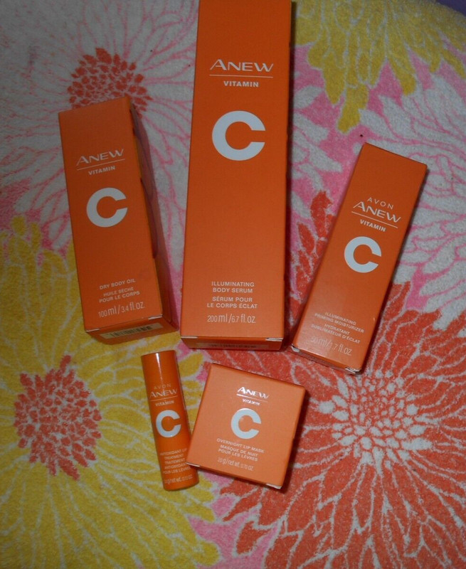 Avon Anew Vitamin C 5 P. Set, Serum, Lip Mask, Moisturizer, Body Oil, Lip Treat
