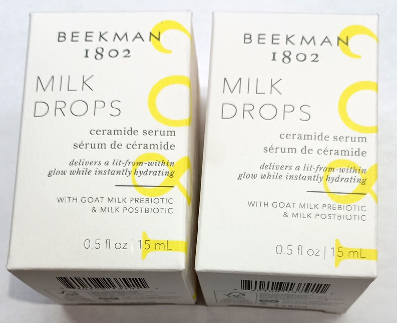 BEEKMAN 1802 Milk Drops Ceramide Serum Goat Milk Prebiotic 15 mL NIB (2 bottles) gallery