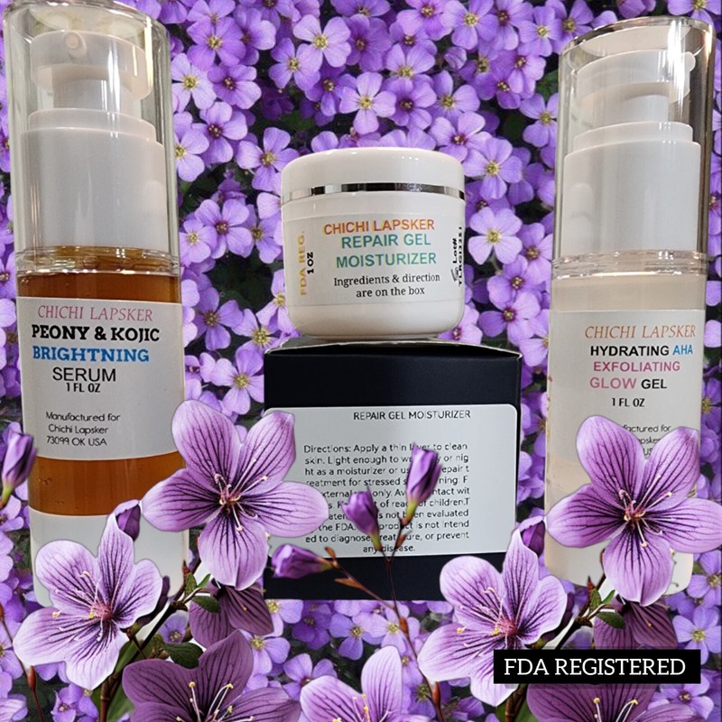A combo of face repair serum, exfoliant and gel/Face serum anti-aging products gallery
