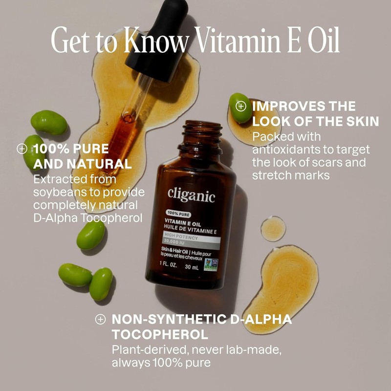 Vitamin E Oil for Skin, Scars, Hair & Face - 30,000 IU, Non-GMO Verified | Natur gallery
