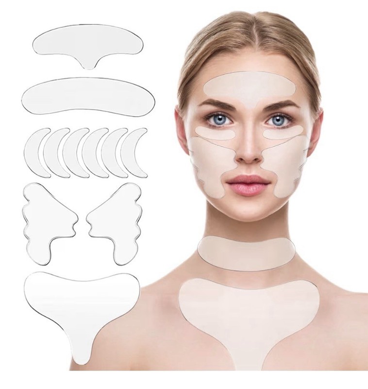 11 Pcs Reusable Silicone Anti Wrinkles Face Chest Neck Pads Prevention Sealed