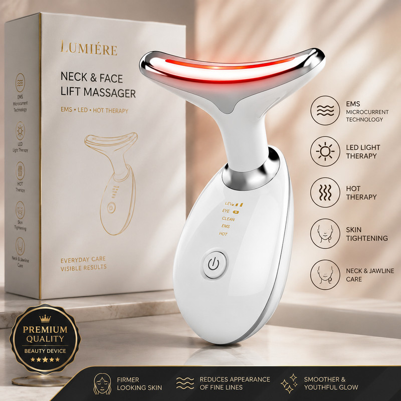 LED Neck Massager EMS Face Lifting Skin Tightening Anti Wrinkle Device