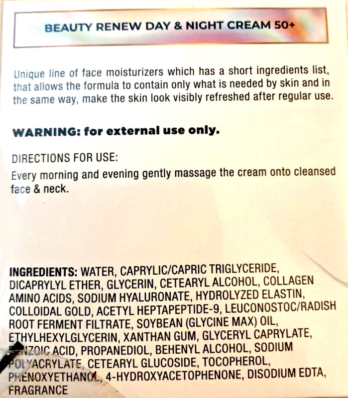 Beauty Renew 50+ Day & Night Face Moisturizer 24k Gold + 1.7 fl.oz FREE Shipping gallery