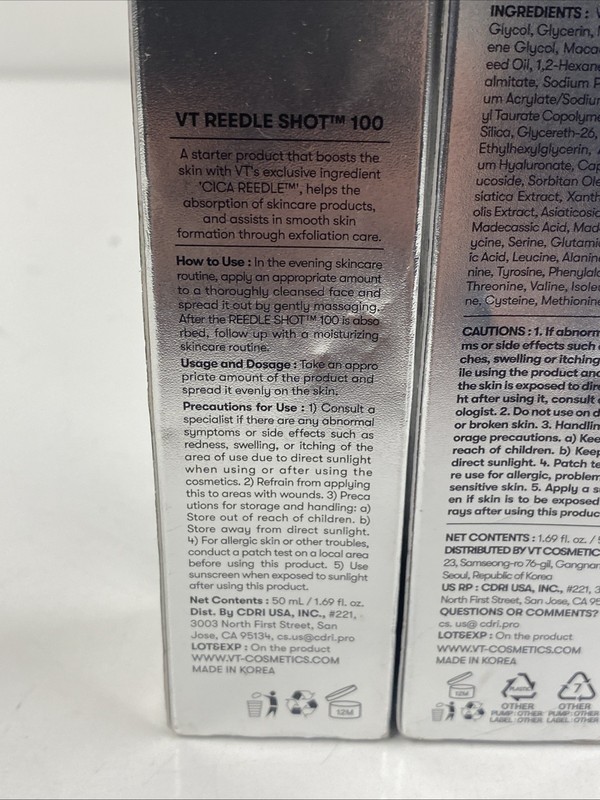 LOT x2 REEDLE SHOT 100 1.69 Fl Oz VT Cosmetics EXP 9/27 - 5/28 gallery