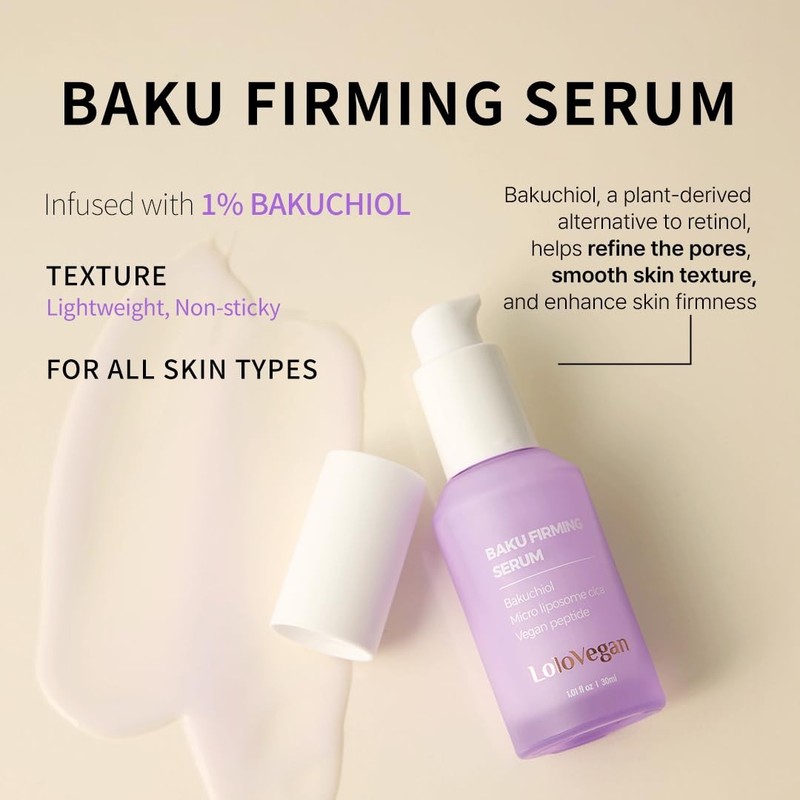 Lolovegan Baku Firming Serum – Bakuchiol Serum with 9 Peptides, Niacinamide, ... gallery