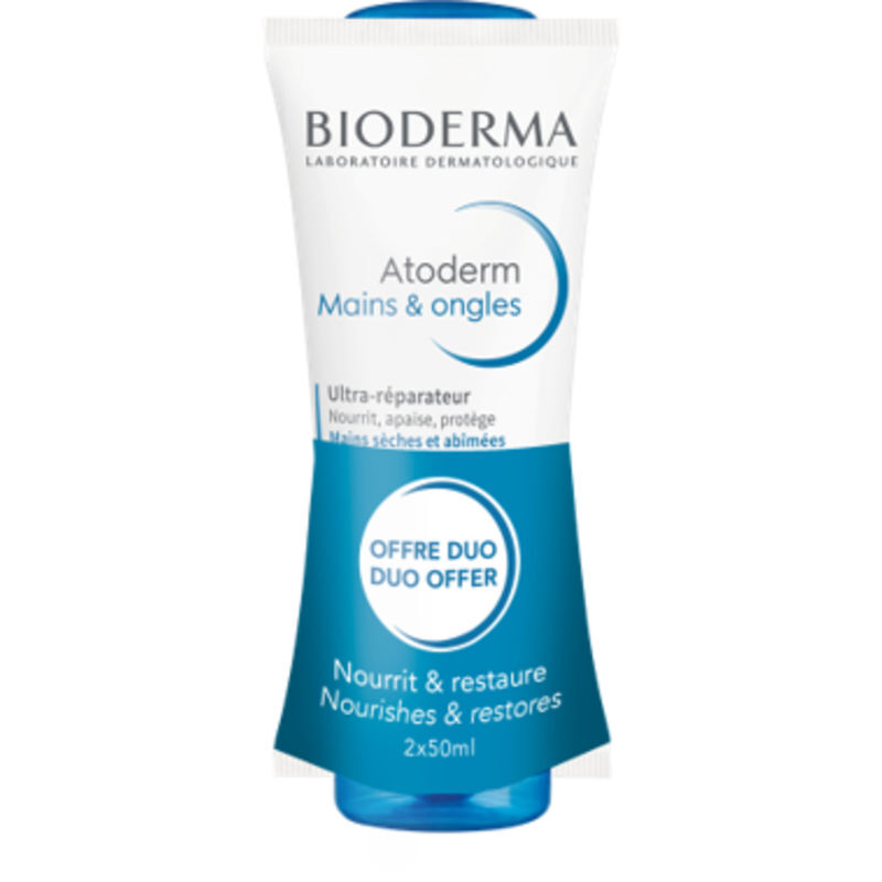 Bioderma Atoderm Hand And Nails Duo Non-Sticky Non-Greasy Cream 2x 50ml NEW