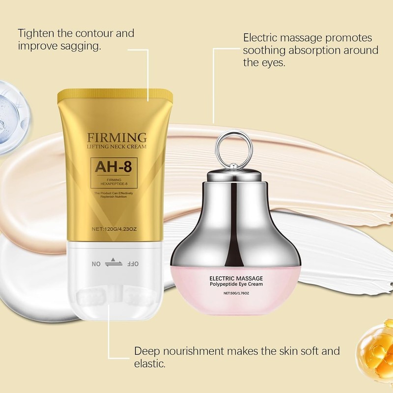 AH-8 Neck & Eye Cream Set: Electric Massage Anti-Wrinkle Treatment & Moisturizer gallery