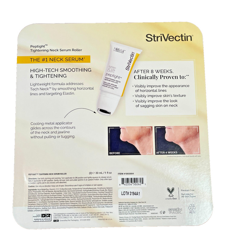 Pack of 2 StriVectin Peptight-Powered Tightening Neck Serum Roller 1 Oz (30ml) gallery