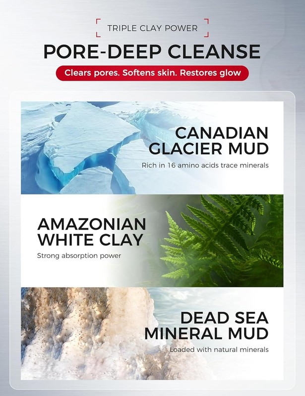 DERMOLOGIE Clay Mask for Face Sensitive Skin: Triple Mud Formula, Deep Pore Clea gallery