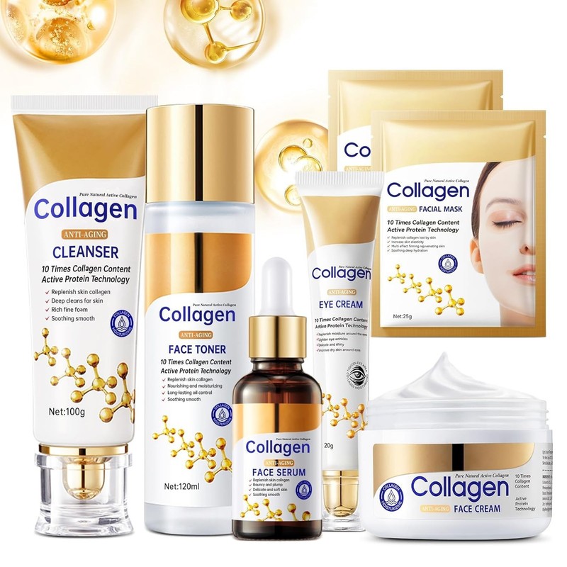 Collagen Skin Care Set, Anti Aging Skincare Set for Wrinkles & Fine Lines, Sh... gallery