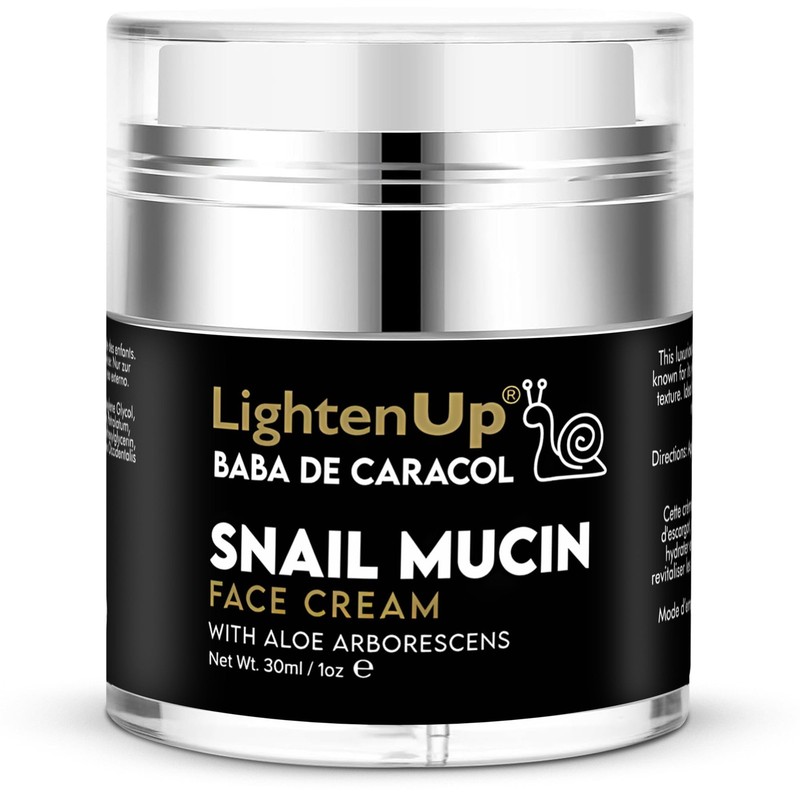 Lighten-Up, 98% Snail Mucin Cream – 1fl oz / 30 ml – Baba de Caracol, Hydrati…