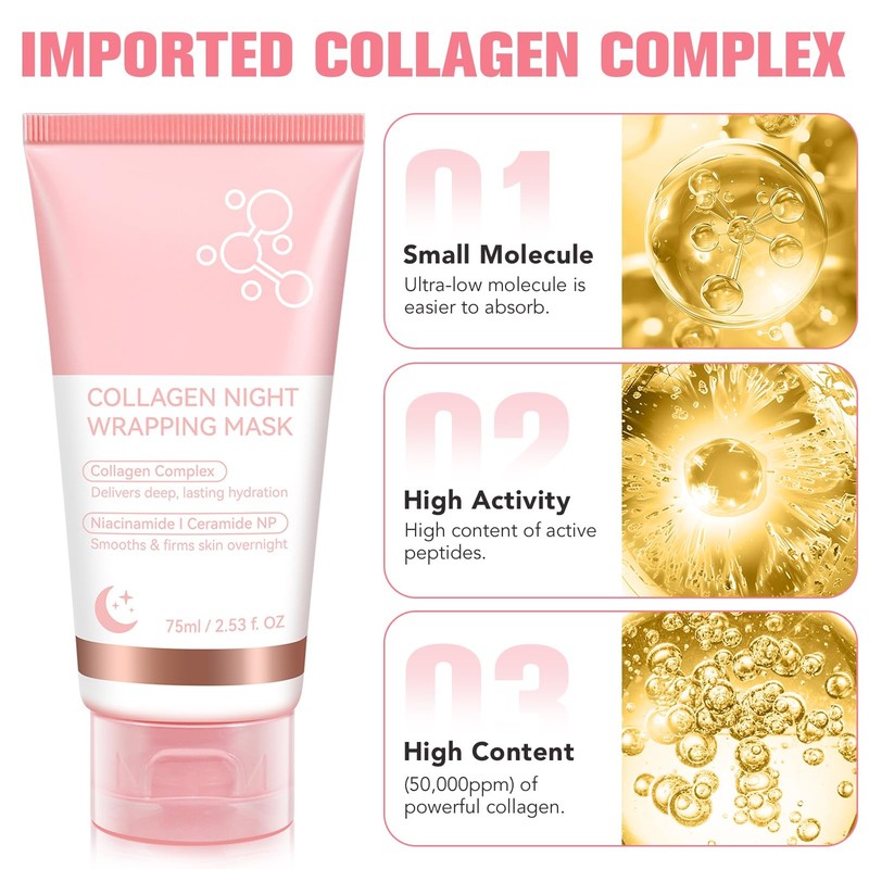 Collagen Night Wrapping Mask, Collagen Face Mask, Collagen Sleeping Mask, Col... gallery