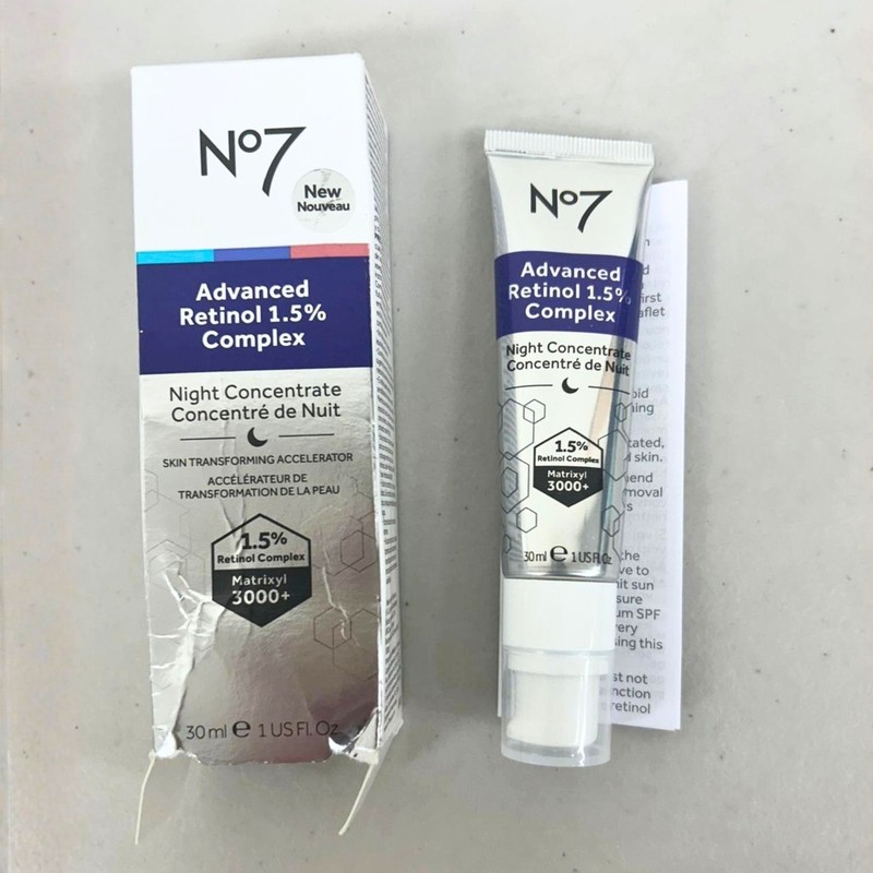No7 Advanced Retinol 1.5% Complex Night Concentrate, Anti-aging, 1 fl oz, NIB