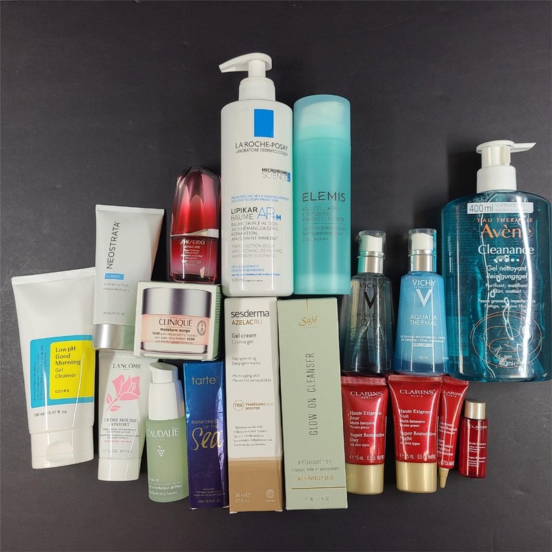 18 Pc Bundle Skincare LaRoche Elemis Clarins Clinique Caudalie Shiseido + $580