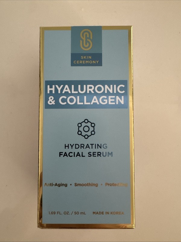 Skin Ceremony Facial Serum Hyaluronic Acid & Collagen Wrinkle Reducing 1.69.New.