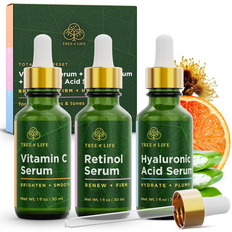 Beauty Facial Skin Care Set, Brightening, Firming & Hydrating Face Serums – V…