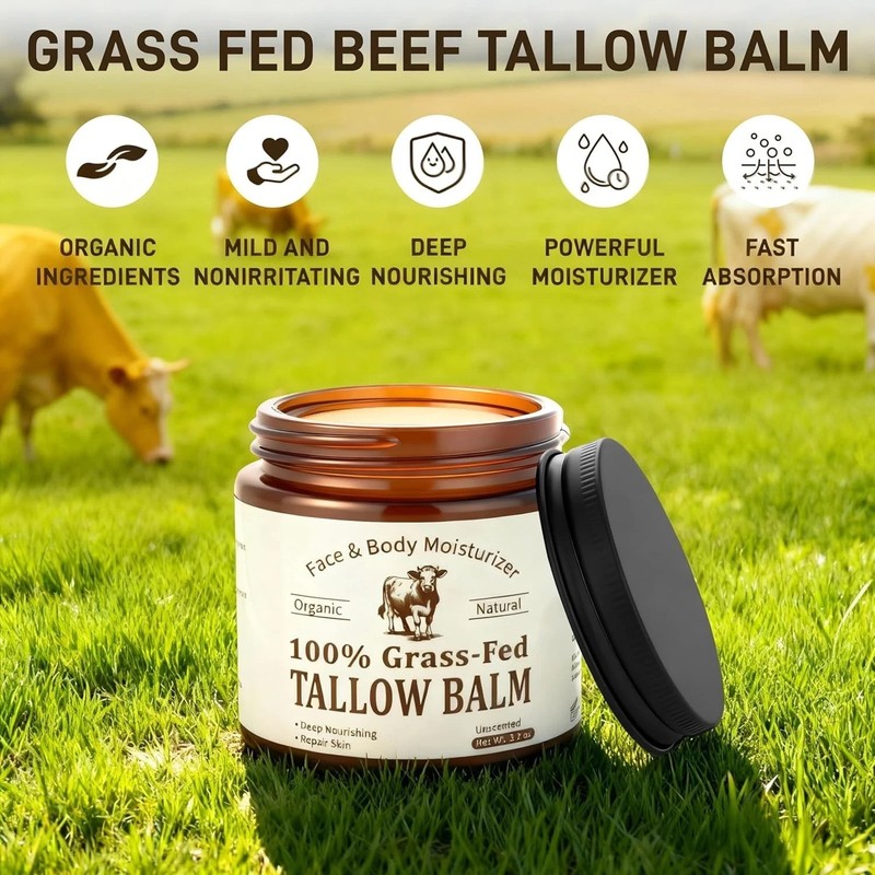 Beef Tallow for Skin & Face, Organic Grass Fed Beef Tallow Balm, Unscented Natur gallery