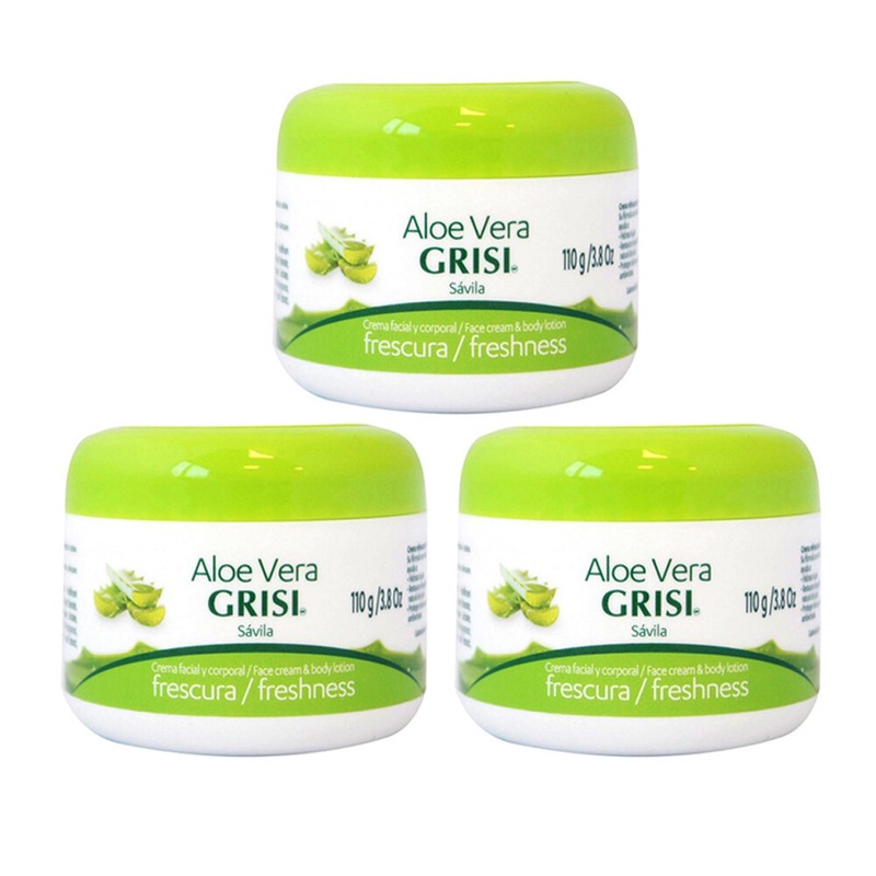 Grisi Face and Body Moisturizing Cream. Aloe Vera. Anti Aging. 3.8 Oz. Pack of 3