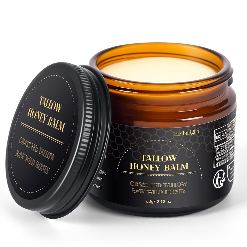 Beef Tallow for Skin, Tallow and Honey Balm for Face, Grass-Fed Tallow for Bo…