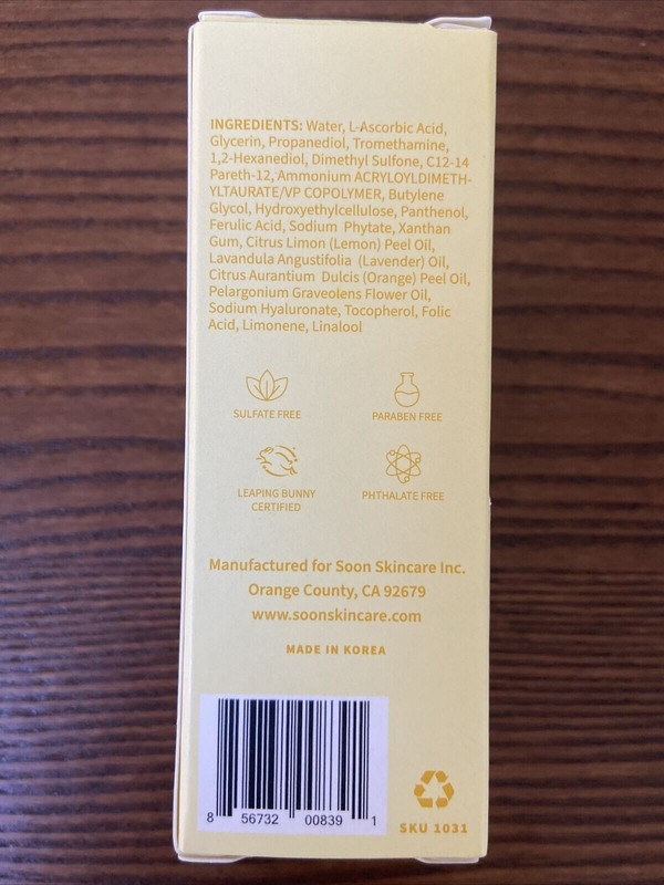 Soon Korean Skincare PHOENIX 15% Pure Vitamin C & E Serum 30ml Full Size NIB gallery