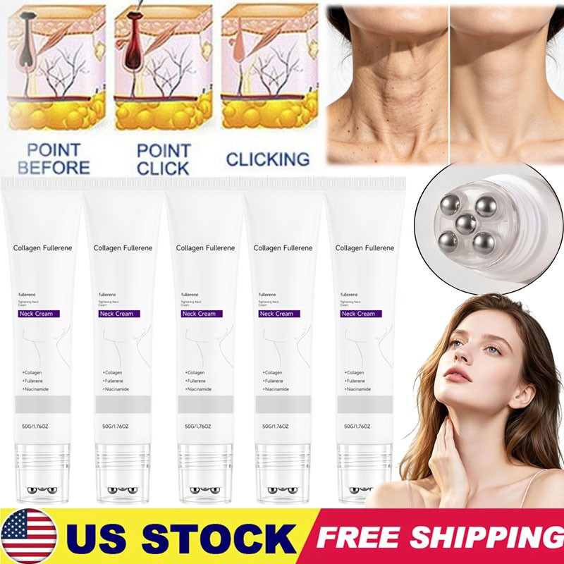5PCS Magec Collagen Fullerene Neck Cream Firming Tightening with Roller 50g gallery