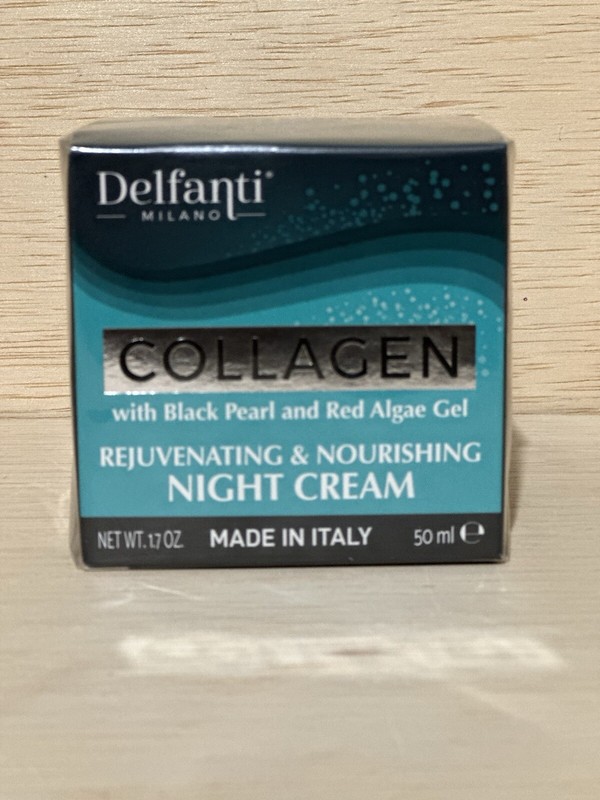 Delfanti Collagen w/ Black Pearl & Red Algae Gel Night Cream 1.7 Oz Sealed 12/26