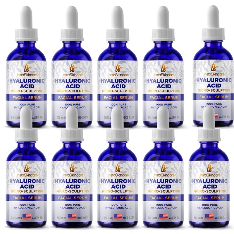 10 PACK Pure Hyaluronic Acid Serum for Face (2 Oz) – Paraben and Fragrance-Free