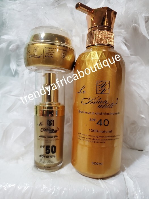 3pcs. LE Asianwhite body lotion. Serum & Face Cream anti aging set