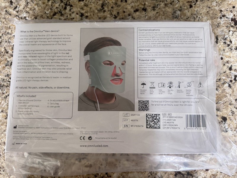 Omnilux Mens LED Mask Therapy Device Reduce Lines Wrinkles - Brand New Sealed gallery