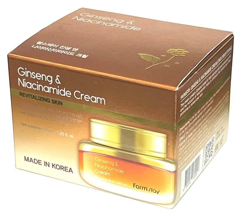 Ginseng & Niacinamide Cream extracts help Firm & Nourish the skin by Farm Stay