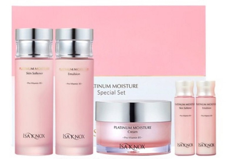 Korea cosmetics Isa Knox Platinum Moisture 5pcs set cream skin emulsion serum