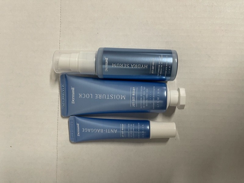 Dermasil Jet-Set-Reset 3-Piece Skincare Set: Hydra Serum, Moisture Lock, & Anti-