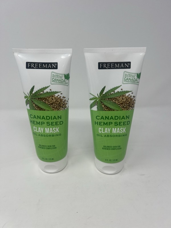 New 2x Canadian HEMP SEED Clay Mask Oil Absorbing 6 fl oz each Freeman