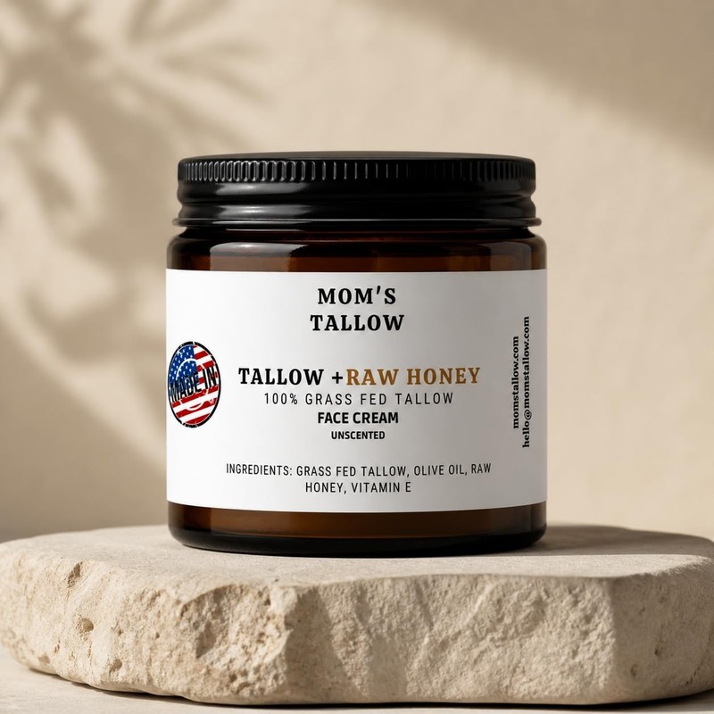 Mom's Tallow 100% Grass Fed Beef Tallow for Skin Care with Raw Honey | Face +... gallery