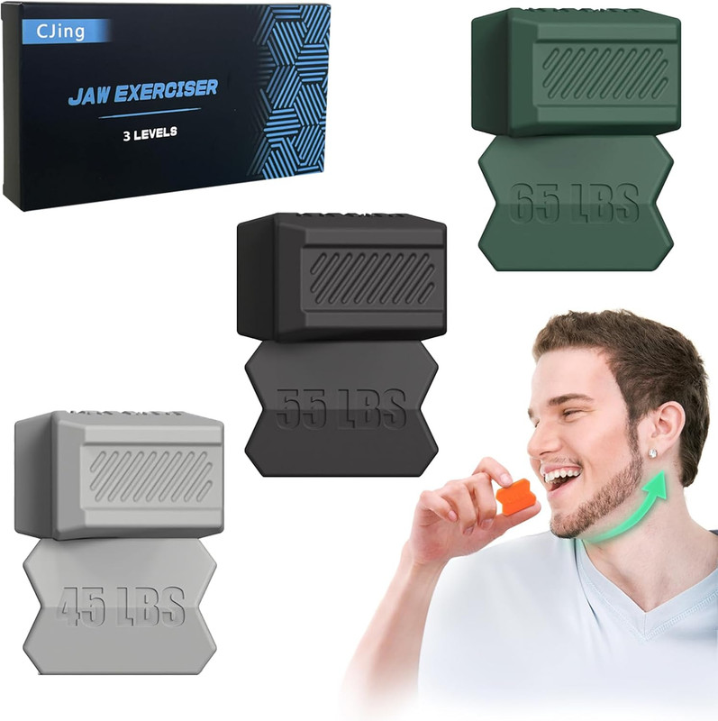 Jaw Exerciser for Men & Women-Double Chin Reducer Eliminator-Silicone Jawline Ex