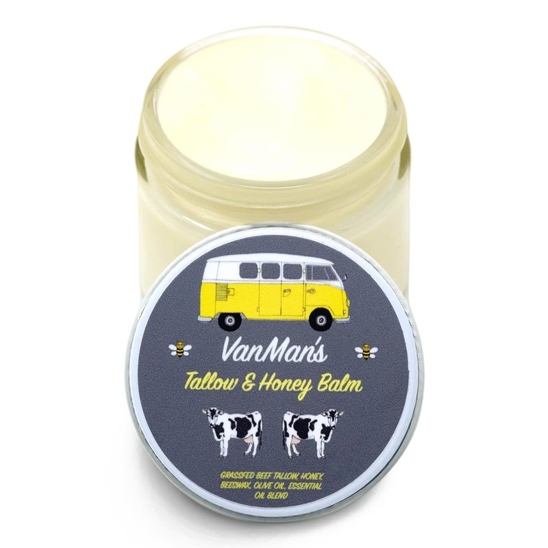 Vanman’s Tallow and Honey Balm – Tallow Face Moisturizer with Grass-Fed/Finis…