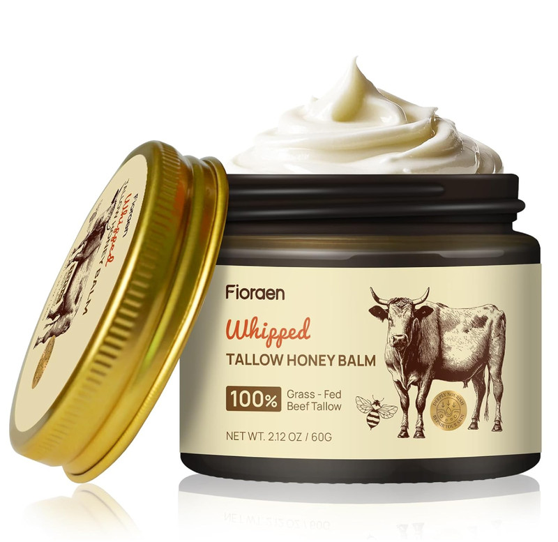 Beef Tallow for Skin 2oz, Whipped Beef Tallow and Manuka Honey Balm, Beef Tallow