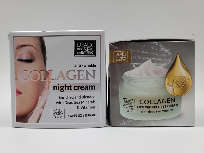 DEAD SEA COLLAGEN 2 Piece Set w Dead Sea Salts Night Cream + Eye Cream gallery