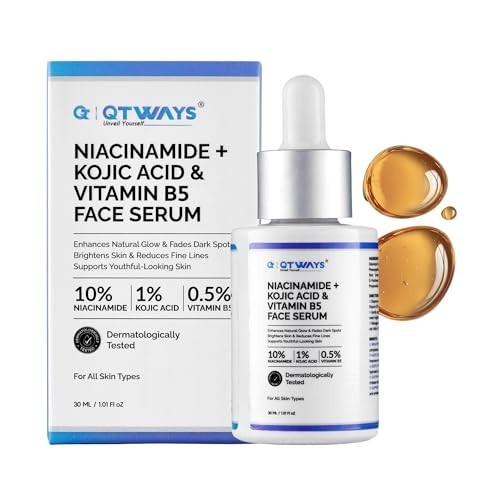 QTWAYS Niacinamide Kojic Acid Vitamin C B5 Face Serum 30ml Skin Care Free Ship