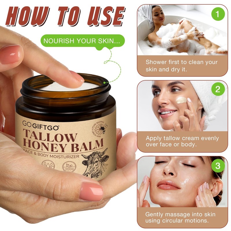 Beef Tallow for Skin,Tallow and Honey Balm,Beef Tallow for Face,Tallow Face M... gallery