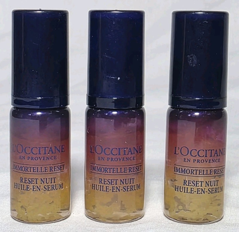 3x L’Occitane En Provence Immortelle Overnight Reset Oil-in-Serum – .16 oz – New