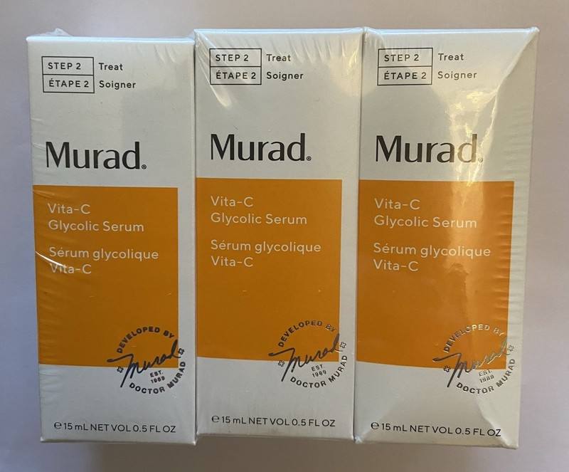 3 Murad Environmental Shield Vita-C Glycolic Serum .5 oz. Each NIB