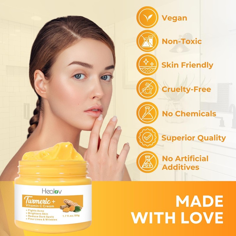 Turmeric Face Cream for Face & Body - All Natural Turmeric Skin Brightening Lo gallery